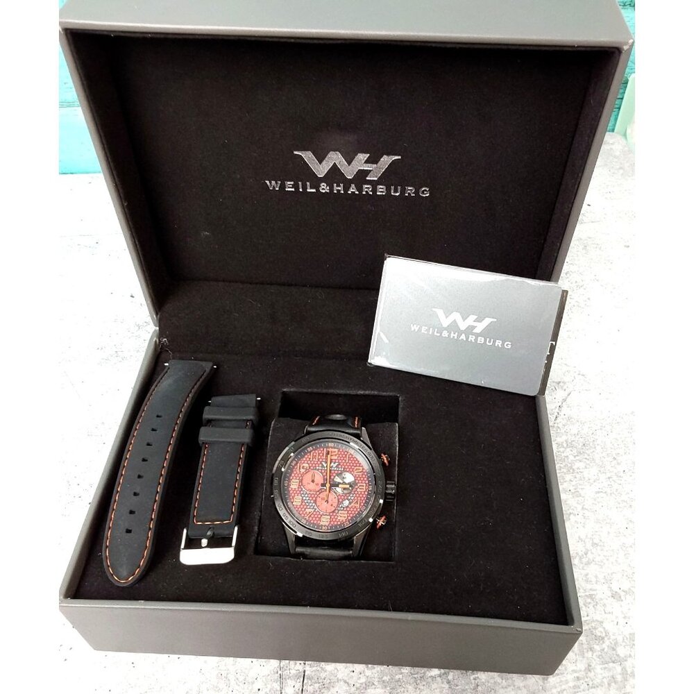 Weil & Harburg Karkin Swiss Chronograph watch with racing style strap
